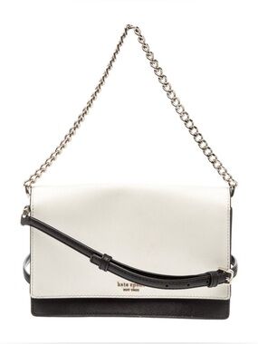 kate spade Two-Tone Ivory and Black Leather Crossbody Bag with Chain Strap